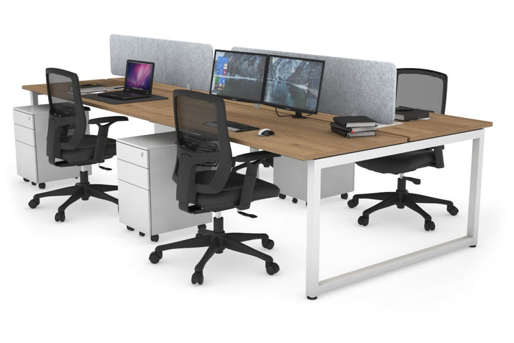 Quadro Loop Leg 4 Person Office Workstations [1400L x 700W] Jasonl white leg salvage oak light grey echo panel (400H x 1200W)