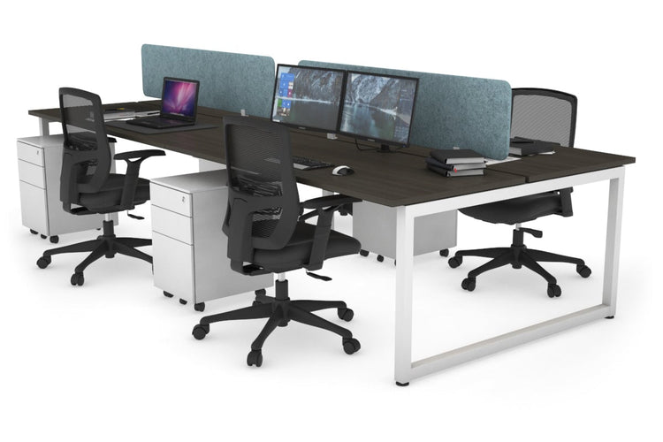 Quadro Loop Leg 4 Person Office Workstations [1400L x 700W] Jasonl white leg dark oak blue echo panel (400H x 1200W)