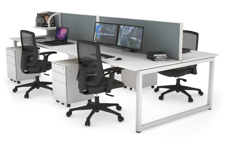 Quadro Loop Leg 4 Person Office Workstations [1400L x 700W] Jasonl white leg white cool grey (500H x 1400W)