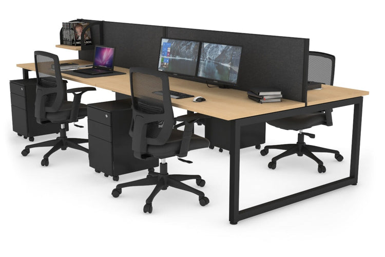 Quadro Loop Leg 4 Person Office Workstations [1400L x 700W] Jasonl black leg maple moody charcoal (500H x 1400W)