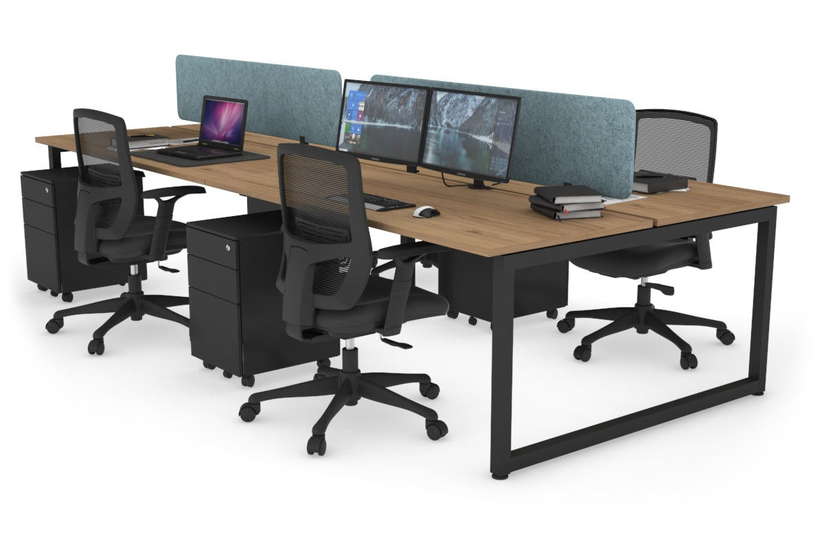 Quadro Loop Leg 4 Person Office Workstations [1400L x 700W] Jasonl black leg salvage oak blue echo panel (400H x 1200W)
