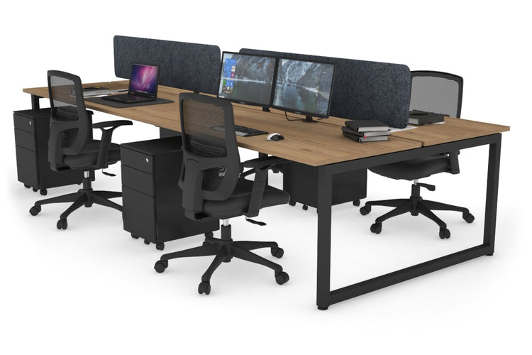 Quadro Loop Leg 4 Person Office Workstations [1400L x 700W] Jasonl black leg salvage oak dark grey echo panel (400H x 1200W)