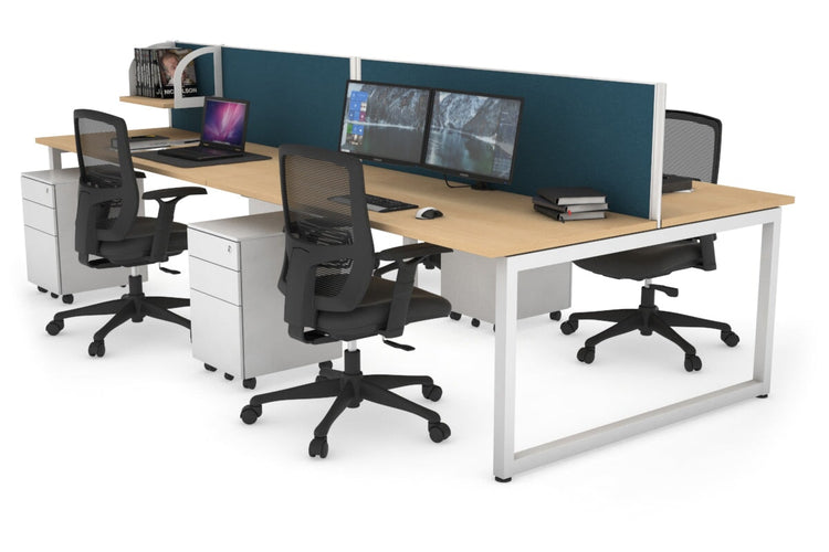 Quadro Loop Leg 4 Person Office Workstations [1400L x 700W] Jasonl white leg maple deep blue (500H x 1400W)
