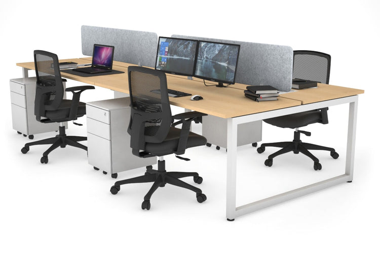 Quadro Loop Leg 4 Person Office Workstations [1400L x 700W] Jasonl white leg maple light grey echo panel (400H x 1200W)