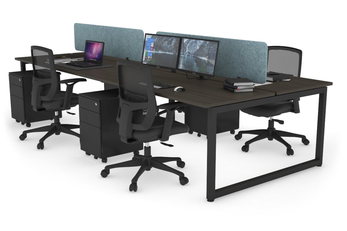 Quadro Loop Leg 4 Person Office Workstations [1400L x 700W] Jasonl black leg dark oak blue echo panel (400H x 1200W)
