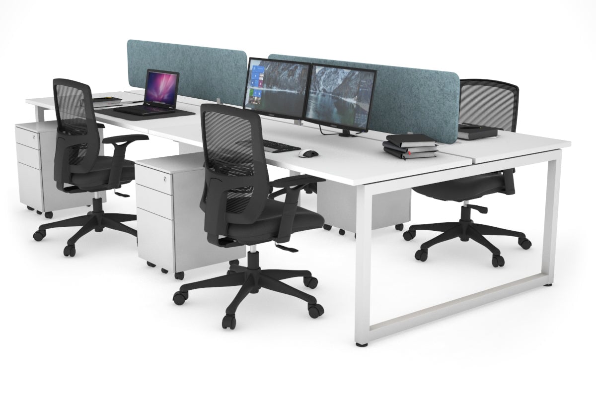 Quadro Loop Leg 4 Person Office Workstations [1400L x 700W] Jasonl white leg white blue echo panel (400H x 1200W)