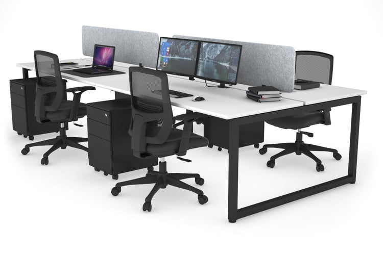 Quadro Loop Leg 4 Person Office Workstations [1400L x 700W] Jasonl black leg white light grey echo panel (400H x 1200W)