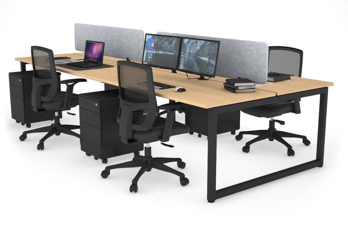 Quadro Loop Leg 4 Person Office Workstations [1400L x 700W] Jasonl black leg maple light grey echo panel (400H x 1200W)