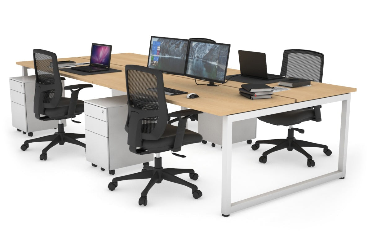 Quadro Loop Leg 4 Person Office Workstations [1400L x 700W] Jasonl white leg maple none