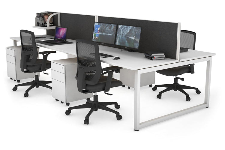 Quadro Loop Leg 4 Person Office Workstations [1400L x 700W] Jasonl white leg white moody charcoal (500H x 1400W)
