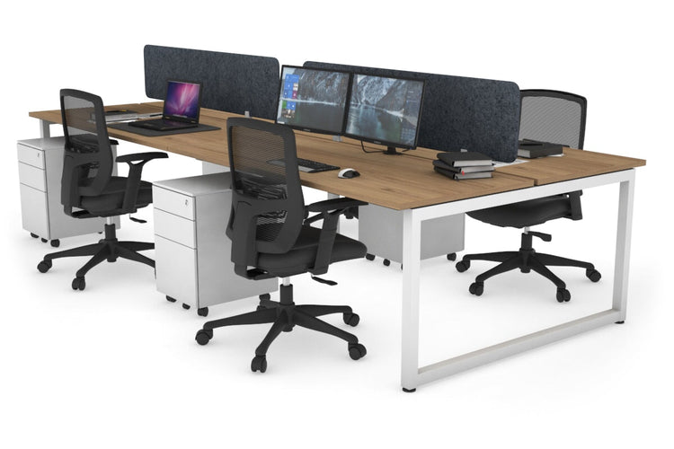 Quadro Loop Leg 4 Person Office Workstations [1400L x 700W] Jasonl white leg salvage oak dark grey echo panel (400H x 1200W)