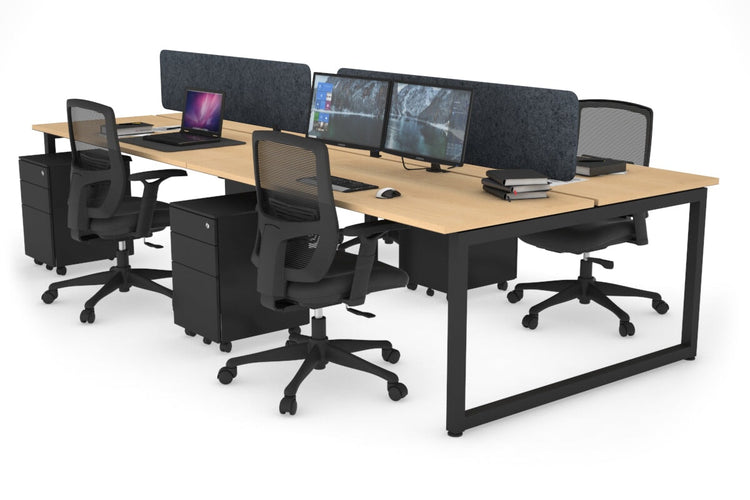 Quadro Loop Leg 4 Person Office Workstations [1400L x 700W] Jasonl black leg maple dark grey echo panel (400H x 1200W)