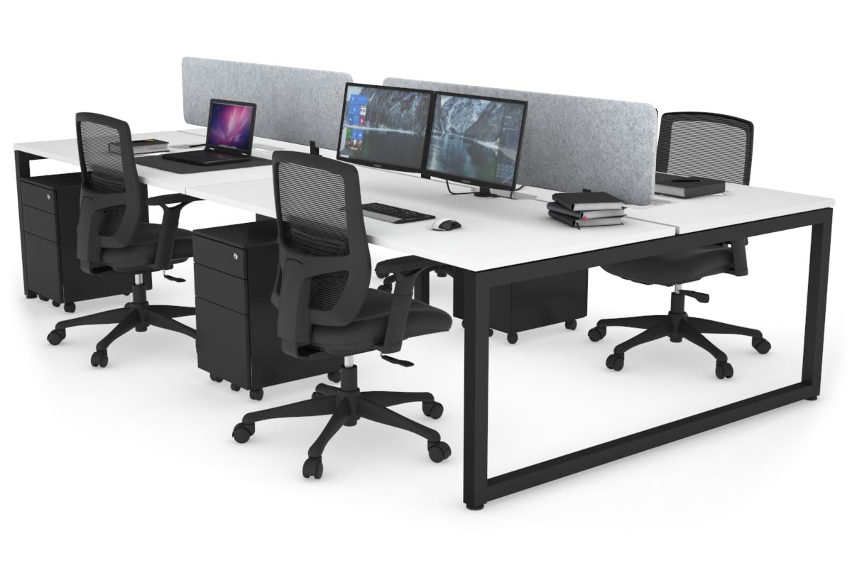 Quadro Loop Leg 4 Person Office Workstations [1400L x 800W with Cable Scallop] Jasonl black leg white light grey echo panel (400H x 1200W)