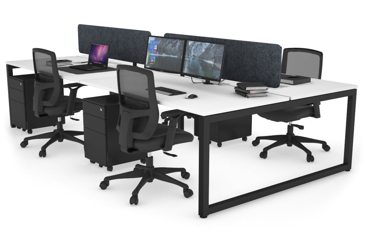 Quadro Loop Leg 4 Person Office Workstations [1400L x 800W with Cable Scallop] Jasonl black leg white dark grey echo panel (400H x 1200W)