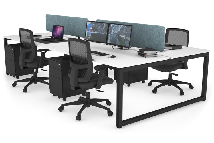 Quadro Loop Leg 4 Person Office Workstations [1400L x 800W with Cable Scallop] Jasonl black leg white blue echo panel (400H x 1200W)
