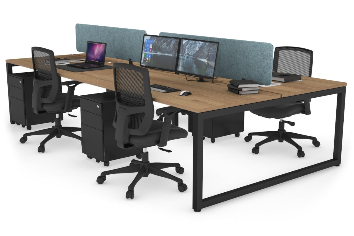 Quadro Loop Leg 4 Person Office Workstations [1400L x 800W with Cable Scallop] Jasonl black leg salvage oak blue echo panel (400H x 1200W)