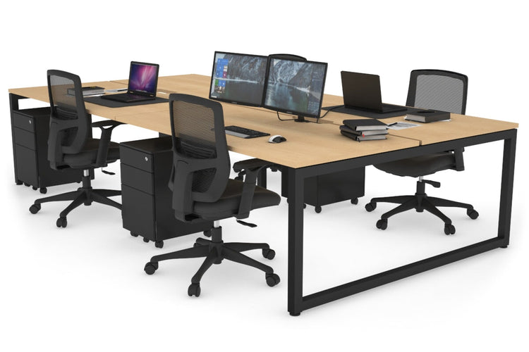 Quadro Loop Leg 4 Person Office Workstations [1400L x 800W with Cable Scallop] Jasonl black leg maple none
