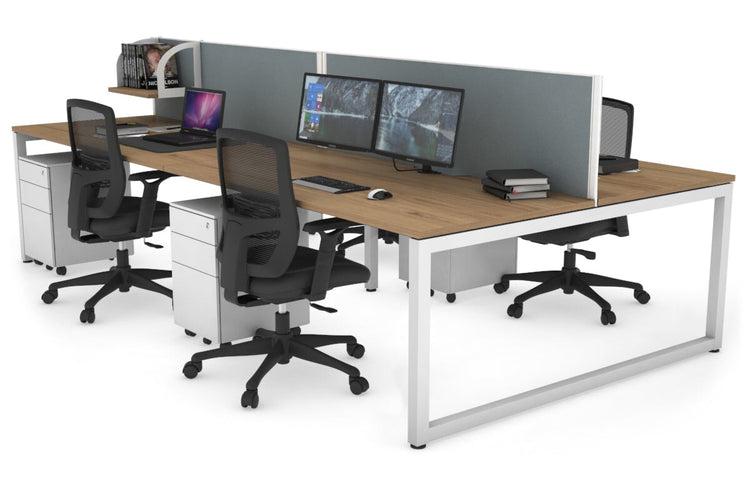 Quadro Loop Leg 4 Person Office Workstations [1400L x 800W with Cable Scallop] Jasonl white leg salvage oak cool grey (500H x 1400W)