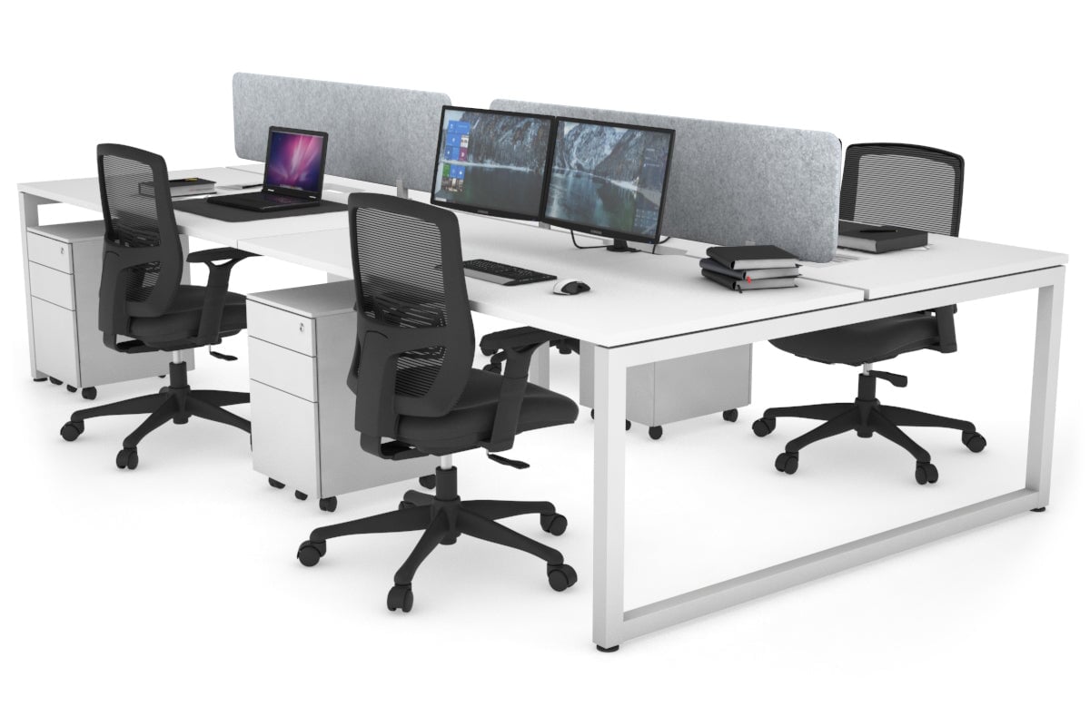 Quadro Loop Leg 4 Person Office Workstations [1400L x 800W with Cable Scallop] Jasonl white leg white light grey echo panel (400H x 1200W)