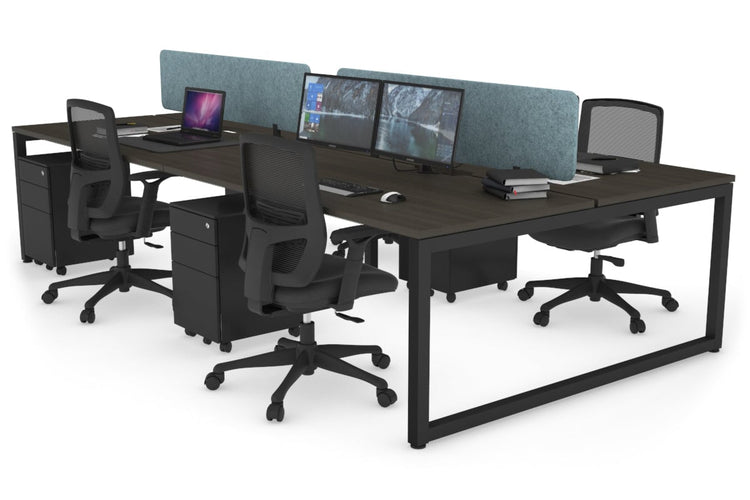 Quadro Loop Leg 4 Person Office Workstations [1400L x 800W with Cable Scallop] Jasonl black leg dark oak blue echo panel (400H x 1200W)