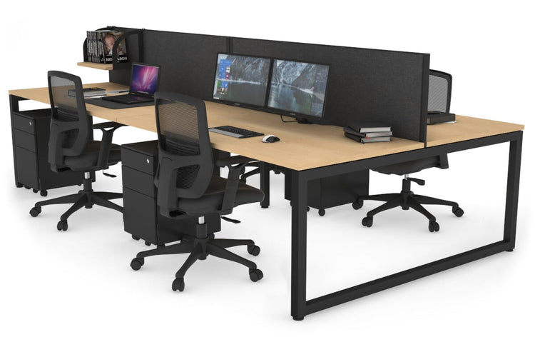 Quadro Loop Leg 4 Person Office Workstations [1400L x 800W with Cable Scallop] Jasonl black leg maple moody charcoal (500H x 1400W)