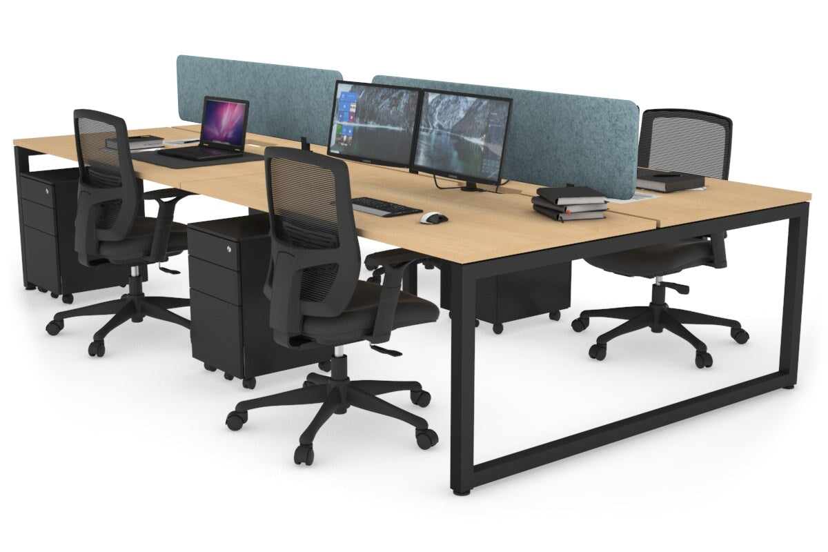 Quadro Loop Leg 4 Person Office Workstations [1400L x 800W with Cable Scallop] Jasonl black leg maple blue echo panel (400H x 1200W)