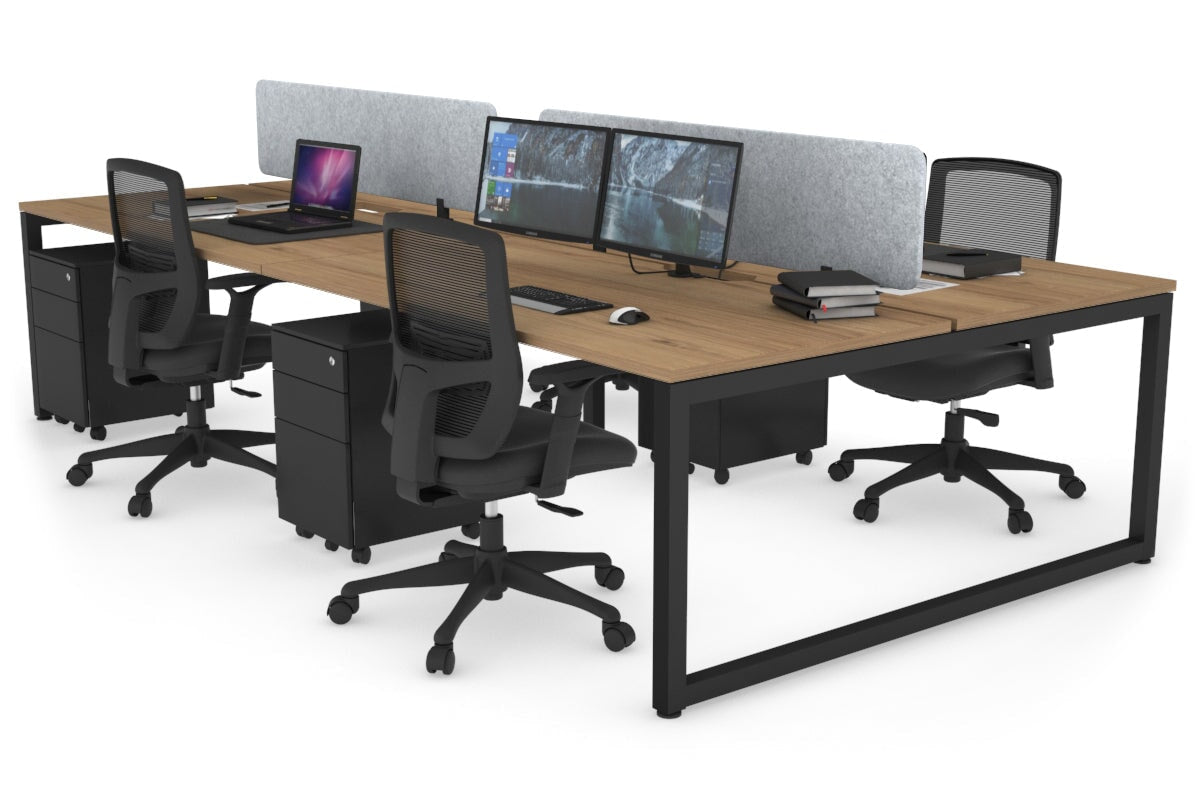 Quadro Loop Leg 4 Person Office Workstations [1400L x 800W with Cable Scallop] Jasonl black leg salvage oak light grey echo panel (400H x 1200W)