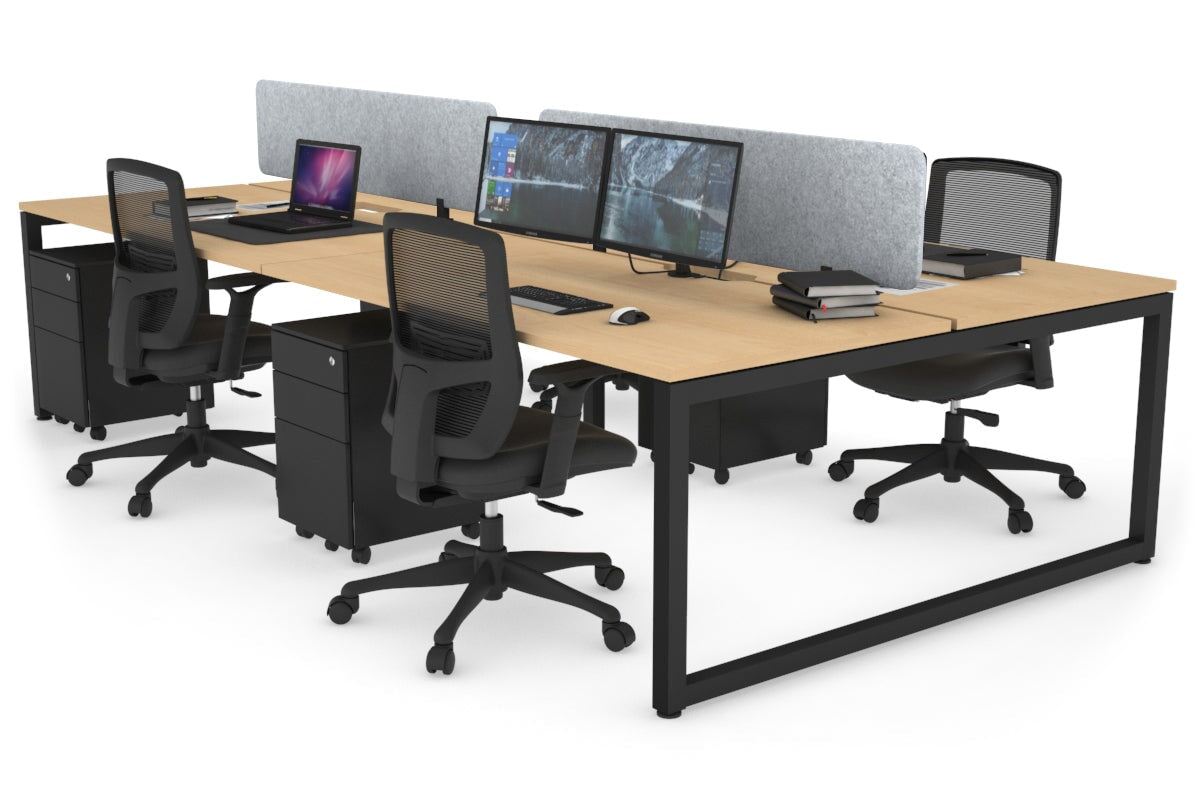 Quadro Loop Leg 4 Person Office Workstations [1400L x 800W with Cable Scallop] Jasonl black leg maple light grey echo panel (400H x 1200W)