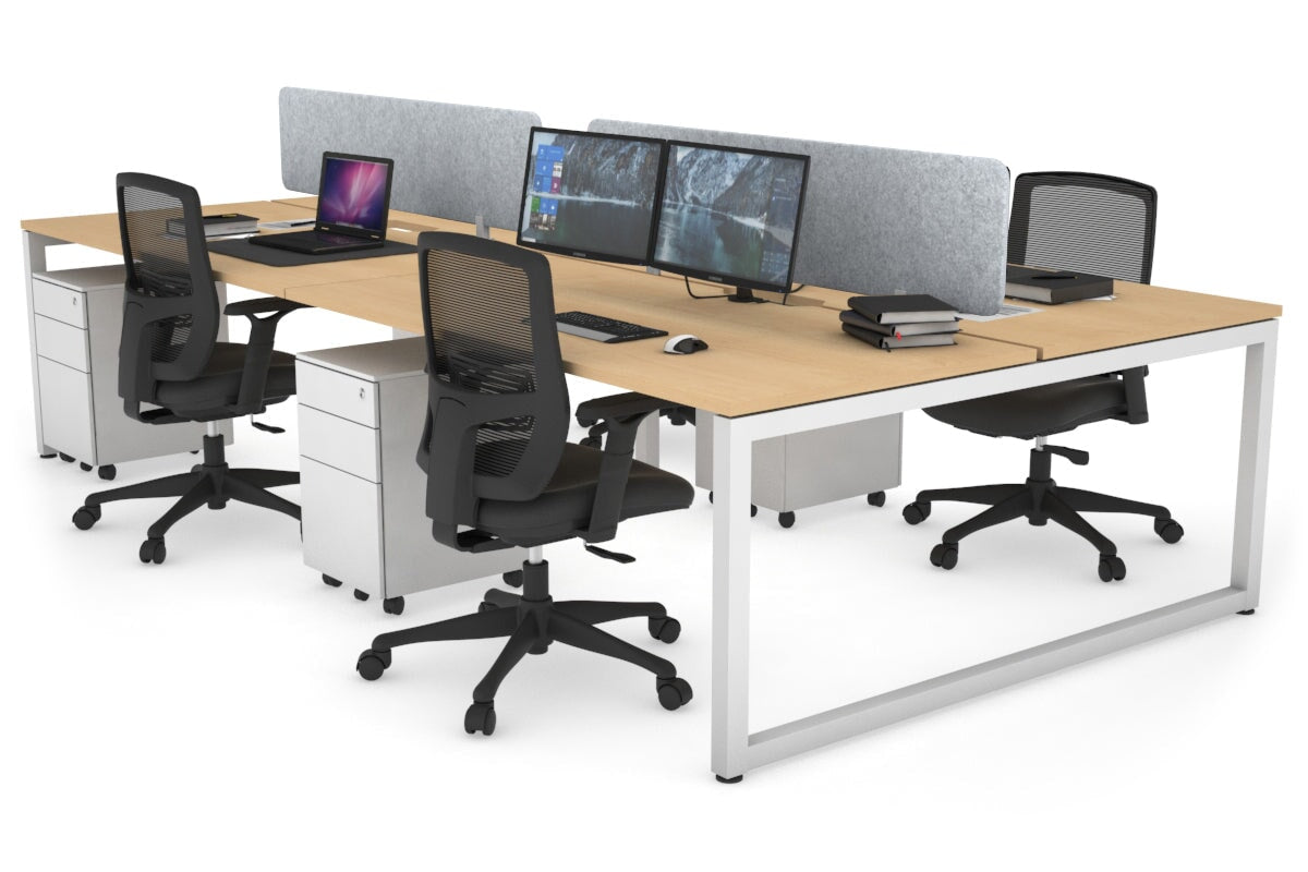 Quadro Loop Leg 4 Person Office Workstations [1400L x 800W with Cable Scallop] Jasonl white leg maple light grey echo panel (400H x 1200W)