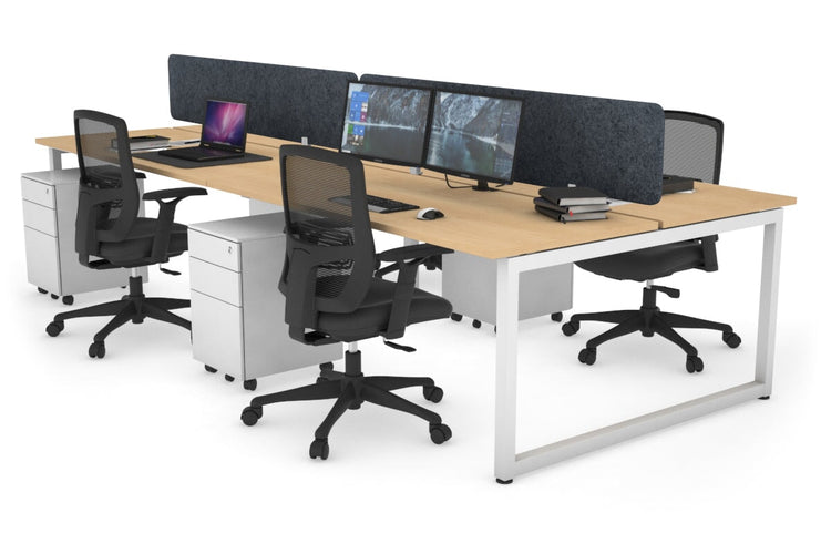 Quadro Loop Leg 4 Person Office Workstations [1600L x 700W] Jasonl white leg maple dark grey echo panel (400H x 1600W)