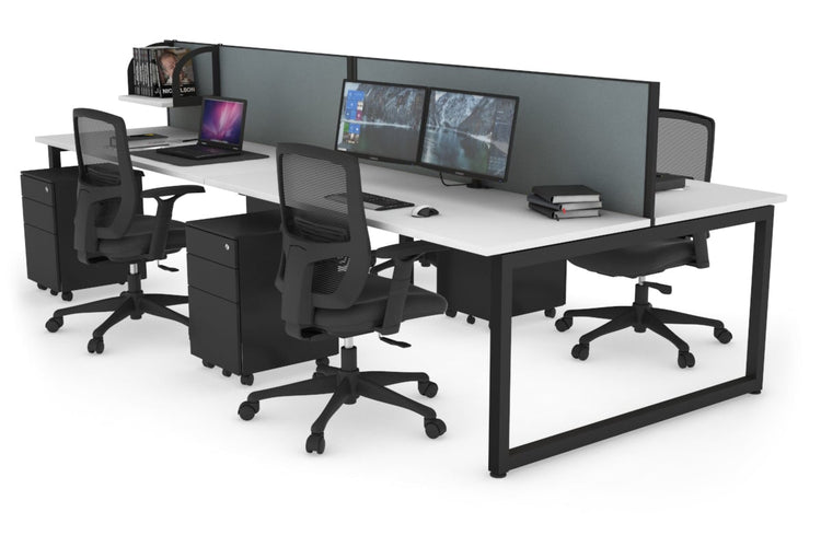 Quadro Loop Leg 4 Person Office Workstations [1600L x 700W] Jasonl black leg white cool grey (500H x 1600W)