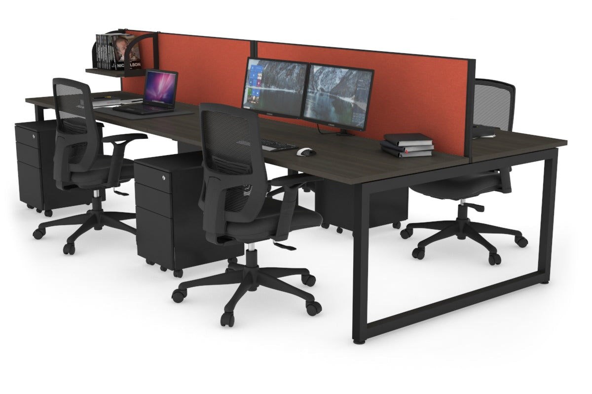 Quadro Loop Leg 4 Person Office Workstations [1600L x 700W] Jasonl black leg dark oak orange squash (500H x 1600W)