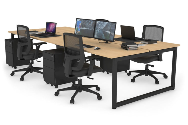 Quadro Loop Leg 4 Person Office Workstations [1600L x 700W] Jasonl black leg maple none