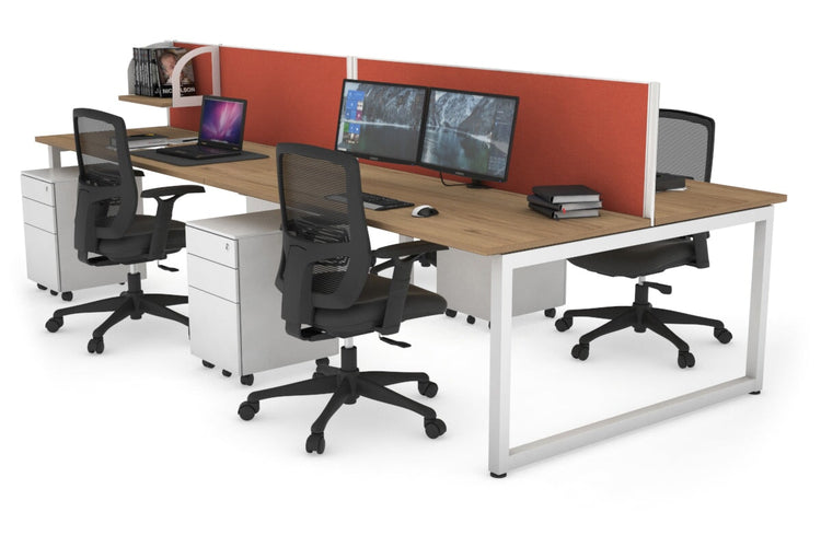 Quadro Loop Leg 4 Person Office Workstations [1600L x 700W] Jasonl white leg salvage oak orange squash (500H x 1600W)