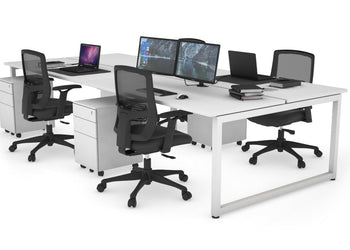 Quadro Loop Leg 4 Person Office Workstations [1600L x 700W] Jasonl white leg white none