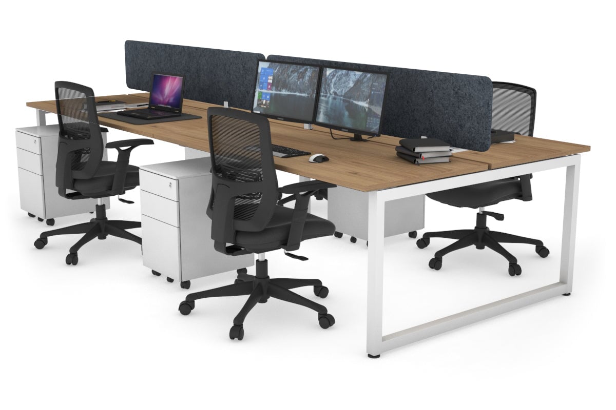 Quadro Loop Leg 4 Person Office Workstations [1600L x 700W] Jasonl white leg salvage oak dark grey echo panel (400H x 1600W)
