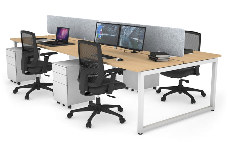 Quadro Loop Leg 4 Person Office Workstations [1600L x 700W] Jasonl white leg maple light grey echo panel (400H x 1600W)