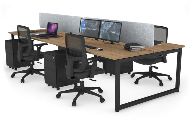 Quadro Loop Leg 4 Person Office Workstations [1600L x 700W] Jasonl black leg salvage oak light grey echo panel (400H x 1600W)