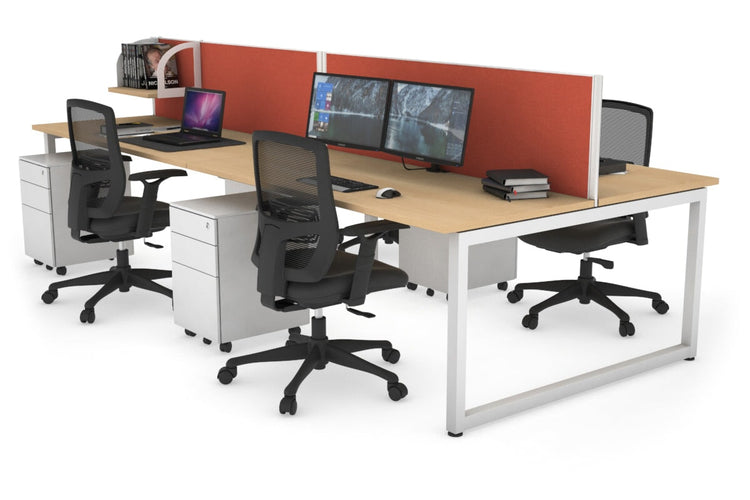 Quadro Loop Leg 4 Person Office Workstations [1600L x 700W] Jasonl white leg maple orange squash (500H x 1600W)