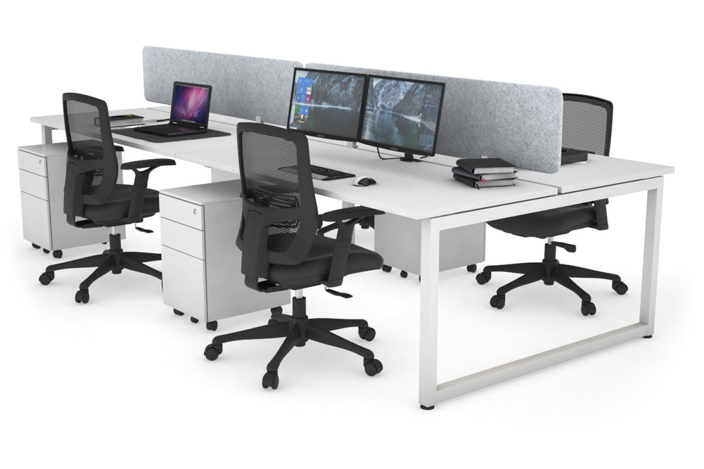 Quadro Loop Legs 4 Person Office Workstation [1600L x 700W]-white leg white light grey acoustic panel (400H x 1600W)