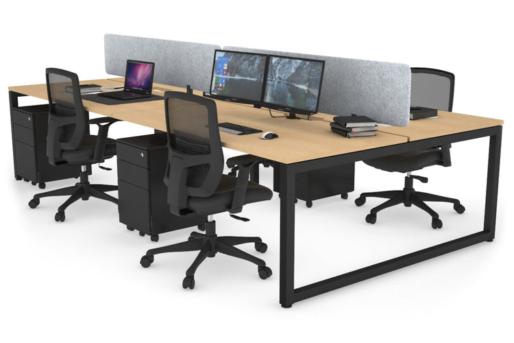 Quadro Loop Leg 4 Person Office Workstations [1600L x 800W with Cable Scallop] Jasonl black leg maple light grey echo panel (400H x 1600W)