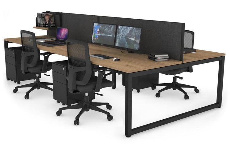 Quadro Loop Leg 4 Person Office Workstations [1600L x 800W with Cable Scallop] Jasonl black leg salvage oak moody charcoal (500H x 1600W)