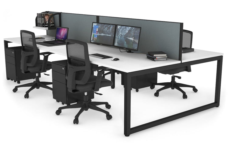 Quadro Loop Leg 4 Person Office Workstations [1600L x 800W with Cable Scallop] Jasonl black leg white cool grey (500H x 1600W)