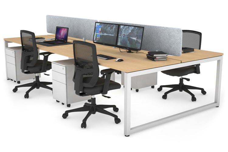 Quadro Loop Leg 4 Person Office Workstations [1600L x 800W with Cable Scallop] Jasonl white leg maple light grey echo panel (400H x 1600W)