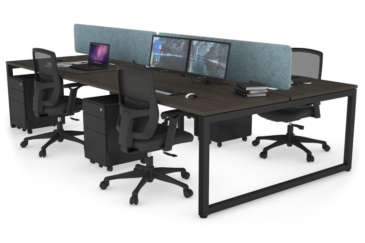 Quadro Loop Leg 4 Person Office Workstations [1600L x 800W with Cable Scallop] Jasonl black leg dark oak blue echo panel (400H x 1600W)