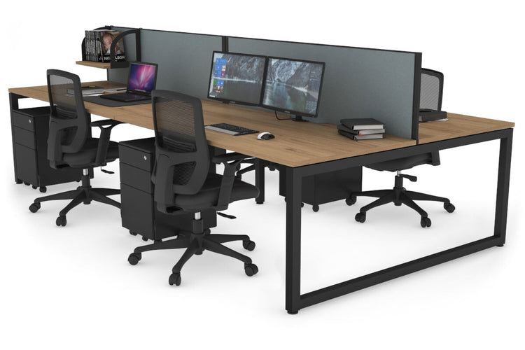 Quadro Loop Leg 4 Person Office Workstations [1600L x 800W with Cable Scallop] Jasonl black leg salvage oak cool grey (500H x 1600W)