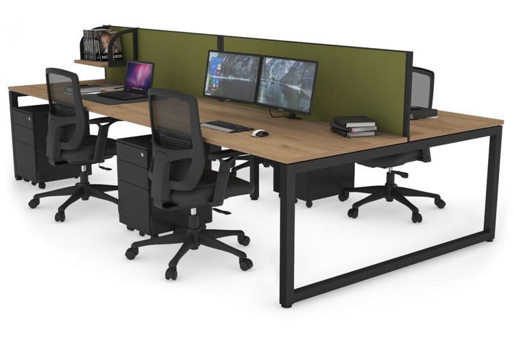 Quadro Loop Leg 4 Person Office Workstations [1600L x 800W with Cable Scallop] Jasonl black leg salvage oak green moss (500H x 1600W)