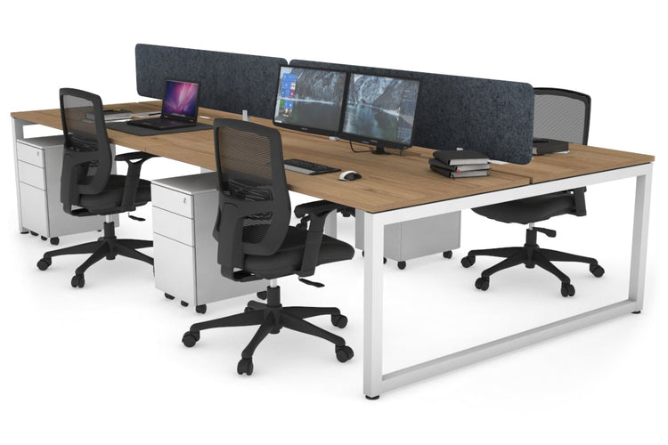 Quadro Loop Leg 4 Person Office Workstations [1600L x 800W with Cable Scallop] Jasonl white leg salvage oak dark grey echo panel (400H x 1600W)