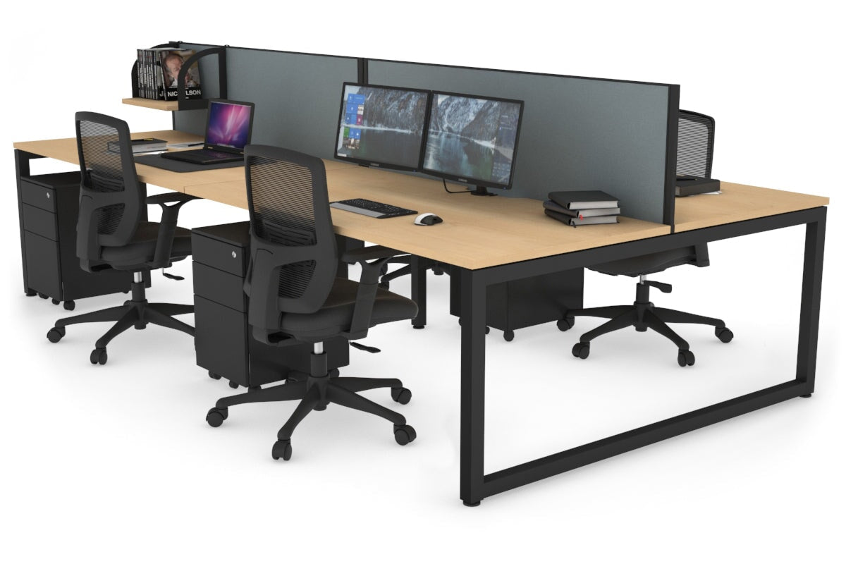 Quadro Loop Leg 4 Person Office Workstations [1600L x 800W with Cable Scallop] Jasonl black leg maple cool grey (500H x 1600W)