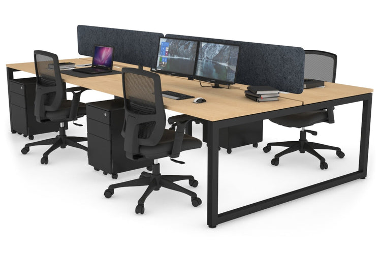 Quadro Loop Leg 4 Person Office Workstations [1600L x 800W with Cable Scallop] Jasonl black leg maple dark grey echo panel (400H x 1600W)